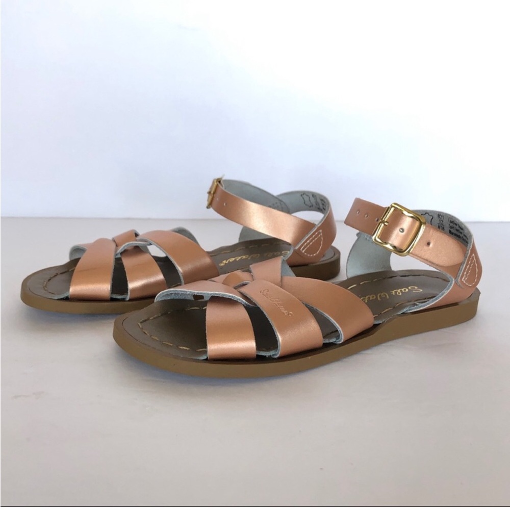 Salt Water Genuine Leather Rose Gold Pink Spring Summer Girls Sandals Size 12